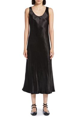 Max Mara Leisure Talete Sleeveless Crinkle Satin Dress in Black