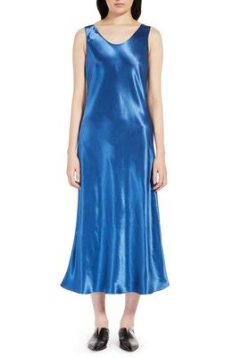 Max Mara Leisure Talete Sleeveless Satin Midi Dress in Cornflower Blue