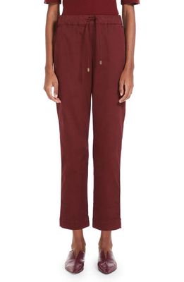 Max Mara Leisure Terreno Drawstring Stretch Cotton Ankle Pants in Brick Red