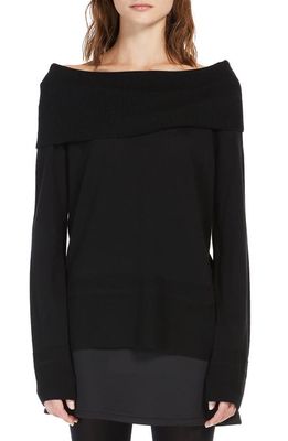 Max Mara Leisure Tiglio Convertible Virgin Wool Cowl Neck Sweater in Black