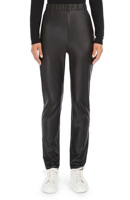 Max Mara Leisure Zefir Pull-On Straight Leg Faux Leather Pants in Black