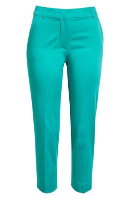 Max Mara Lince Narrow Stretch Cotton Ankle Trousers in Pastel Green