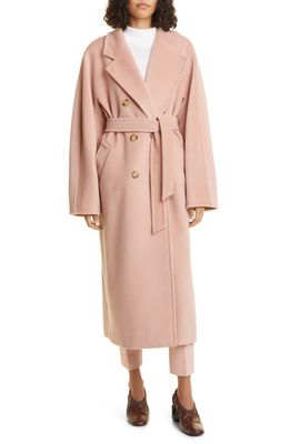 Max Mara Madame Double Breasted Wool & Cashmere Belted Coat in Pink