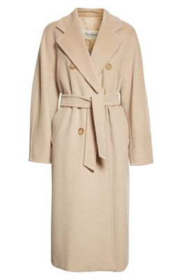 Max Mara Madame Double Breasted Wool & Cashmere Belted Coat in Sand