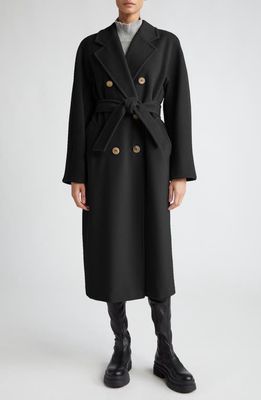 Max Mara Madame Double Breasted Wool & Cashmere Coat in Black