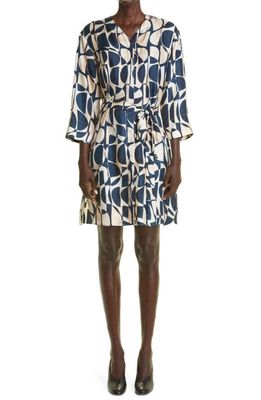 Max Mara Mida Abstract Print Silk Twill Dress in Ultramarine