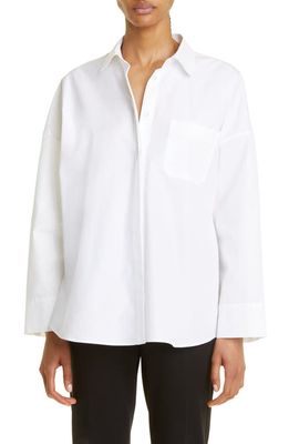 Max Mara Mina Oversize Long Sleeve Button-Up Shirt in Optical White