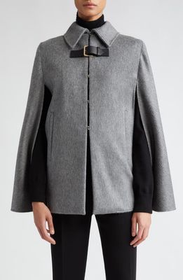Max Mara Obliqua Double Face Wool & Cashmere Cape in Medium Grey