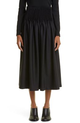 Max Mara Odino Pleated Jersey Midi Skirt in Black