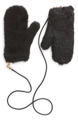 Max Mara Ombrato Teddy Alpaca Blend Mittens in Black