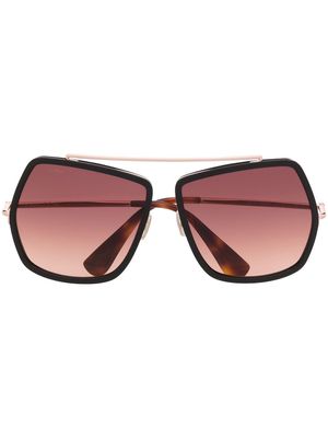 Max Mara oversize geometric-frame sunglasses - Brown