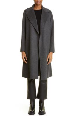 Max Mara Pauli Belted Virgin Wool Coat in Dark Grey