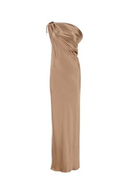 Max Mara Pianoforte Antiqued Pink In Satin Opera Long Dress