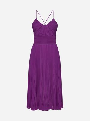 Max Mara Pianoforte Clarino Pleated Fabric Midi Dress