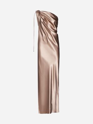 Max Mara Pianoforte Opera Silk One-shoulder Long Dress