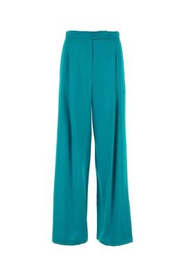 Max Mara Pianoforte Teal Green Satin Fiesta Wide-leg Pant