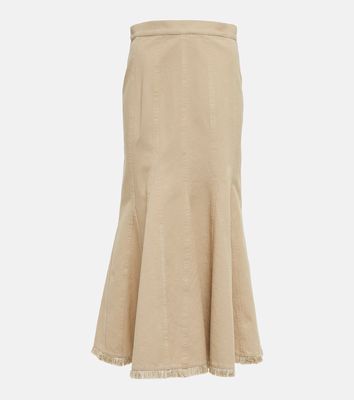 Max Mara Pleated high-rise cotton midi skirt