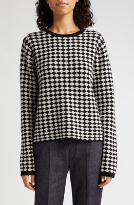 Max Mara Rombi Diagonal Check Wool & Cashmere Sweater in Black