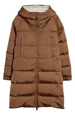 Max Mara Sportl Reversible Hooded Quilted Down Puffer Coat in Camel