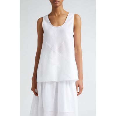 Max Mara Studio Ebridi Lace Trim Sleeveless Top in Optical White