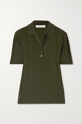 Max Mara - Tartina Ribbed-knit Polo Shirt - Green