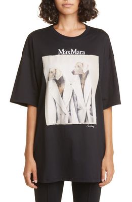 Max Mara Teddy Ten Oversize Cotton Graphic T-Shirt in Black