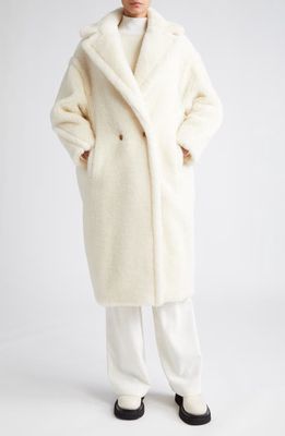 Max Mara Tedgirl Oversize Double Breasted Alpaca Blend Coat in White