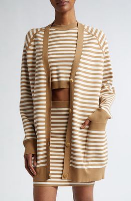 Max Mara Tenore Stripe Long Cardigan in Honey at Nordstrom, Size Medium