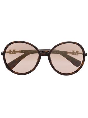 Max Mara tinted lenses round-frame logo sunglasses - Brown