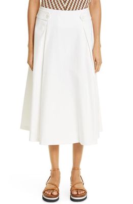 Max Mara Toledo Stretch Cotton A-Line Skirt in White