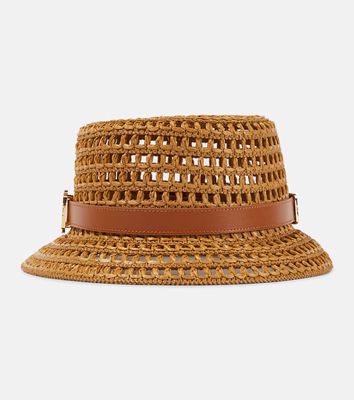 Max Mara Uccio crochet leather-trimmed bucket hat