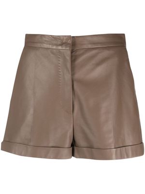 Max Mara Vintage Andorra high-waisted leather shorts - Brown