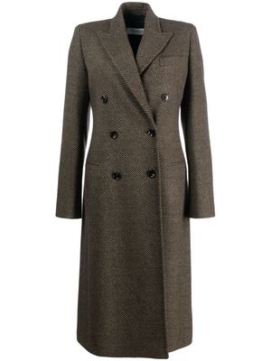 Max Mara Vintage double-breasted herringbone cashmere coat - Brown
