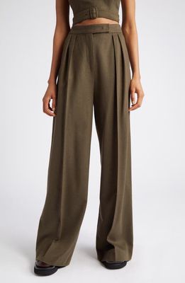 Max Mara Werther Wide Leg Wool Trousers in Camel