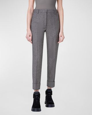Maxima Cashmere Conical-Leg Roll-Cuff Ankle Pants