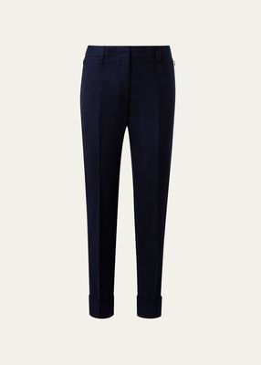 Maxima Wool Flannel Straight-Leg Pants