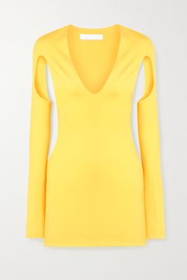 Maximilian - Cutout Stretch-jersey Mini Dress - Yellow