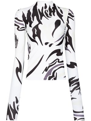 Maximilian Davis abstract print long-sleeve top - White