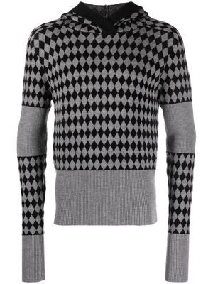 Maximilian Davis argyle-pattern knitted hoodie - Black