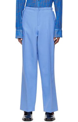 Maximilian Davis Blue Polyester Trousers