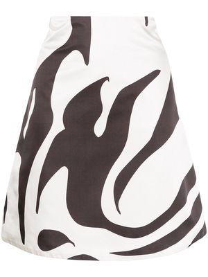 Maximilian Davis flame-print silk skirt - White