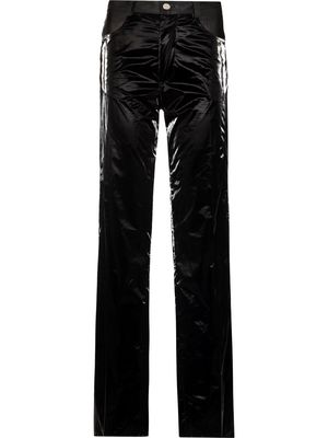 Maximilian Davis high-shine straight-leg trousers - Black