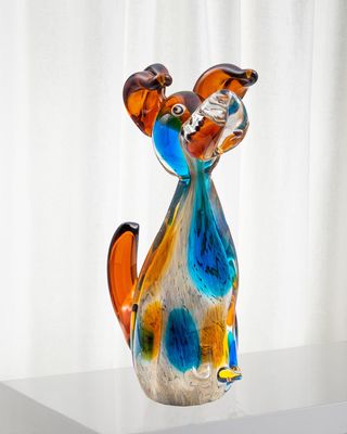 Maximo Art Glass Dog Sculpture - 5.5" x 3.5" x 7.75"