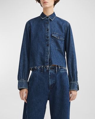 Maxine Cropped Long-Sleeve Denim Shirt