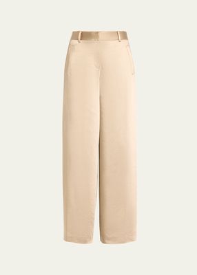 Maxine Straight-Leg Satin Pants