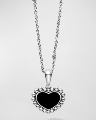 Maya 15mm Onyx Inlay Heart Pendant Necklace