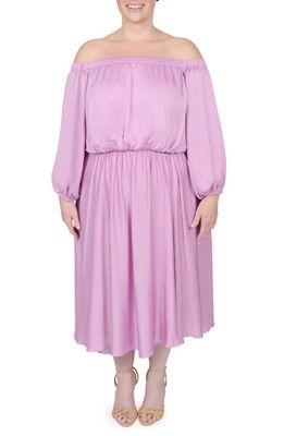 MAYES NYC Edwina Off the Shoulder Midi Dress in Orchid