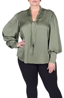 MAYES NYC Mia Convertible Scarf Neck Blouse in Olive
