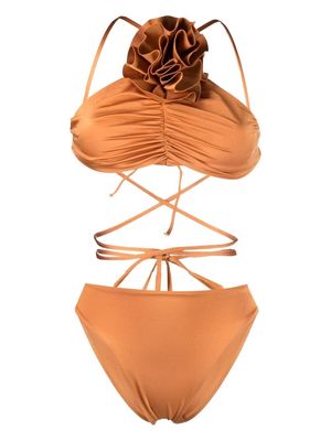 Maygel Coronel floral-detail cut-out swimsuit - Orange