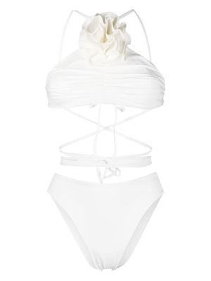 Maygel Coronel floral-detail cut-out swimsuit - White